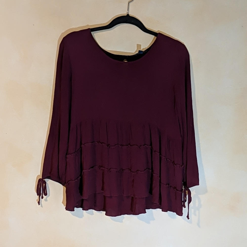 Burgundy ruffle top